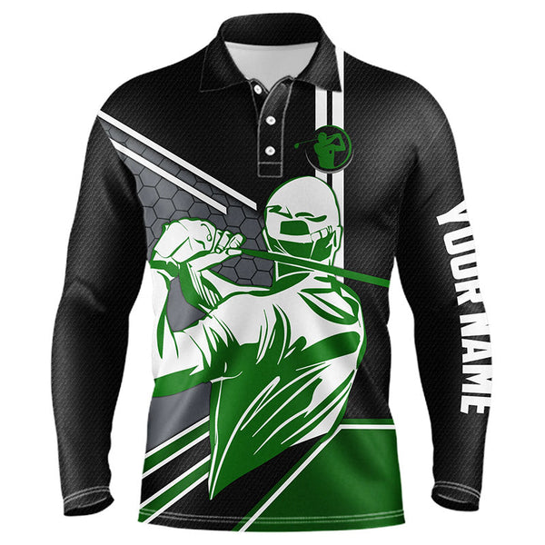 Black Mens golf polo shirt custom name golfing gifts, personalized best mens golf wear NQS4391