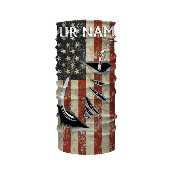 US Fishing Fish Hook American Flag patriotic UV protection custom long sleeves fishing apparel NQS1343