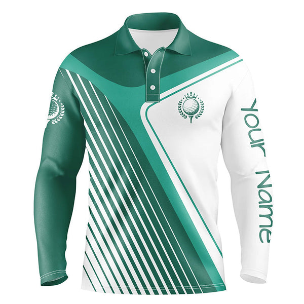 Mens golf polo shirts custom name green and white plaid team mens golf tournament polo shirts NQS5048