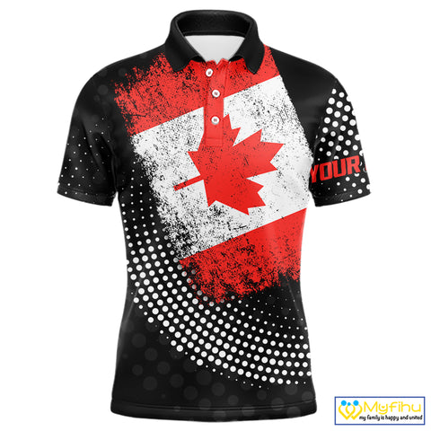 Personalized golf polo shirts for Men Vintage Canadian Flag Custom patriotic golf tops for mens NQS9836