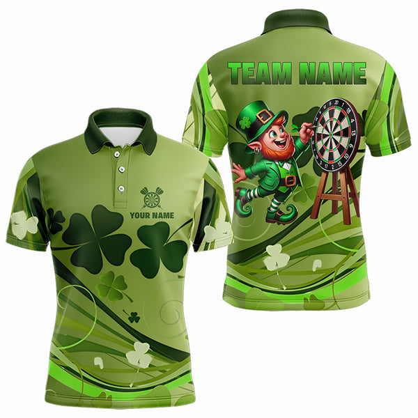 Green shamrock Lucky Dart Polo, Quarter Zip Shirt For Men Custom St Patrick Day Dart Jerseys For Team NQS9329