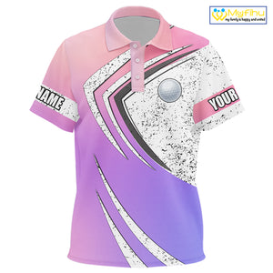Kid golf polo shirts purple gradient pattern custom team golf shirts, golf tops for Kid NQS10089