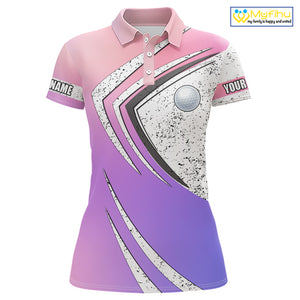Women golf polo shirts purple gradient pattern custom team golf shirts, golf tops for ladies NQS10089