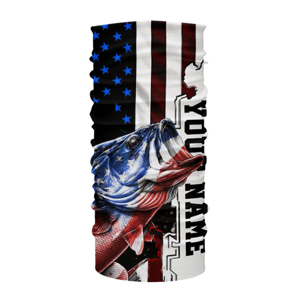 Personalized Largemouth Bass Fishing jerseys American flag Bass Long Sleeve Fishing tournament shirts NQS3723