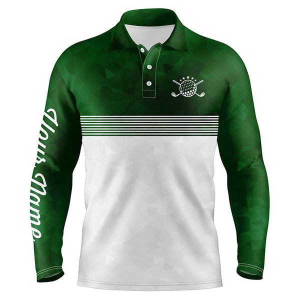 Green and white Mens golf polo shirts custom name golf shirts for men, personalized golf gifts NQS5699