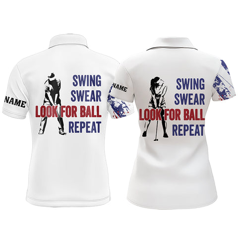 American flag patriotic matching golf shirt for couples custom swing swear look for ball repeat NQS9359