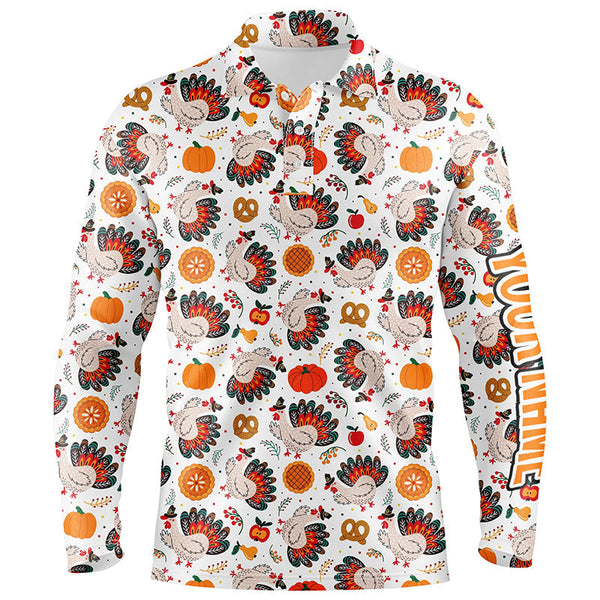 Turkey Thanksgiving pattern Mens golf polo shirts custom Thanksgiving gift best mens golf wear NQS6839