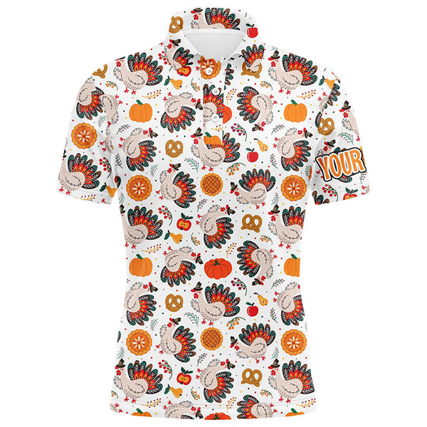 Turkey Thanksgiving pattern Mens golf polo shirts custom Thanksgiving gift best mens golf wear NQS6839