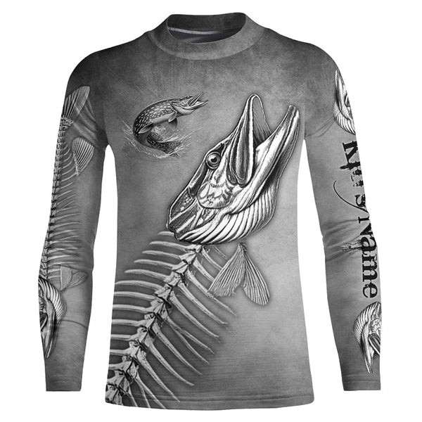 Northern Pike Fishing fish skull UV protection Customize name long sleeves fishing shirts NQS1427