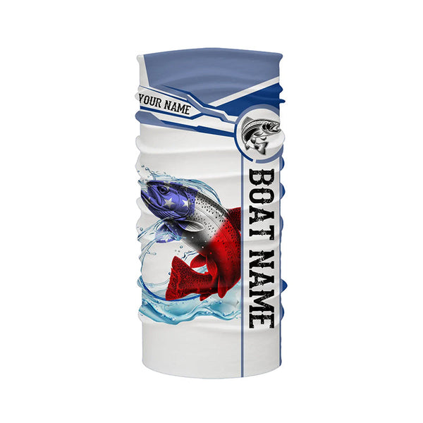 Rainbow trout Fishing American Flag Custom name and boat name performance Patriotic Fishing Shirts NQS2359