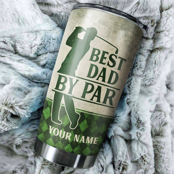 Green argyle pattern Best Dad By Par Custom Tumbler Cup personalized father's day golf gifts for dad NQS9867