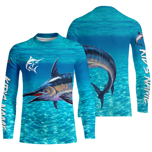 Swordfish fishing blue water camo Custom sun protection long sleeve fishing shirt for men, women NQS5731