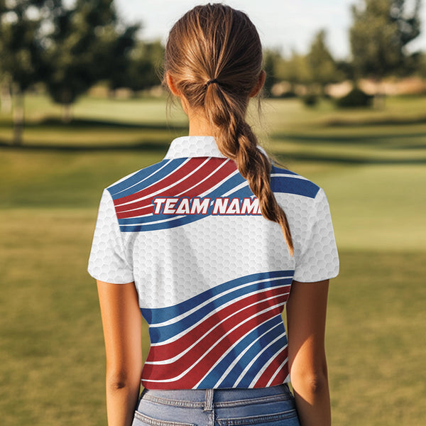 Red, White and Blue Pattern Women golf polo shirts custom Patriotic golf wear for ladies NQS9381
