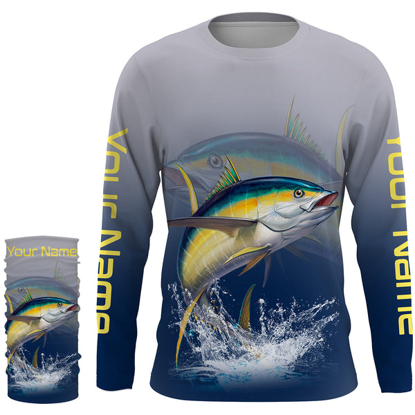 Tuna saltwater fishing personalized custom name performance long sleeve fishing shirts uv protection NQS3765