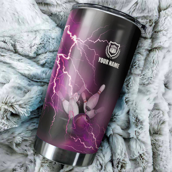 Multicolor Lightning thunder storm Bowling ball pins Custom name and team name bowling tumblers Cup NQS9711