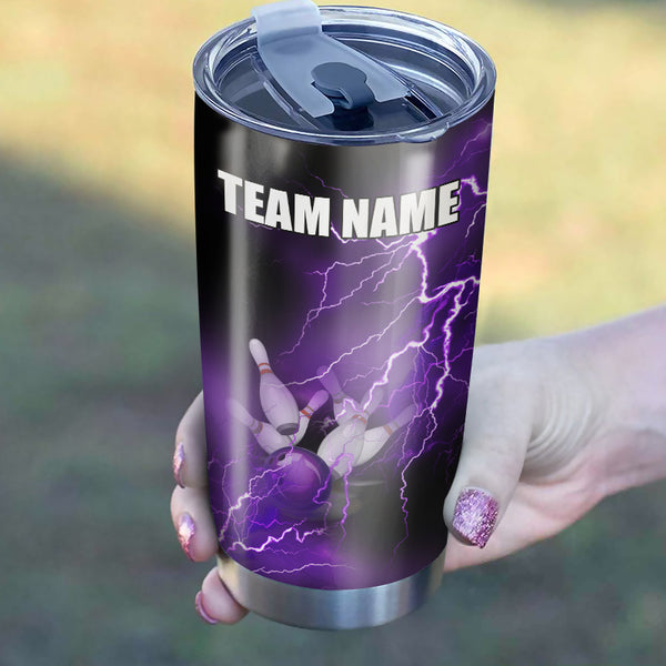 Multicolor Lightning thunder storm Bowling ball pins Custom name and team name bowling tumblers Cup NQS9711