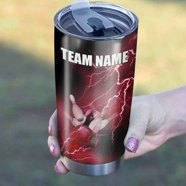 Multicolor Lightning thunder storm Bowling ball pins Custom name and team name bowling tumblers Cup NQS9711