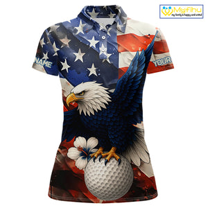 American Flag Eagle Women golf polo shirts custom patriotic Eagle golf attire for ladies NQS9976