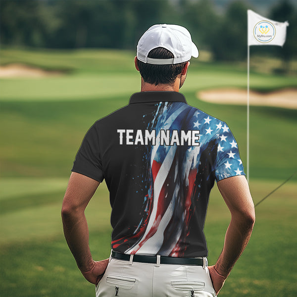 American flag Black Men golf polo shirts Custom team patriotic golf top for mens NQS9978