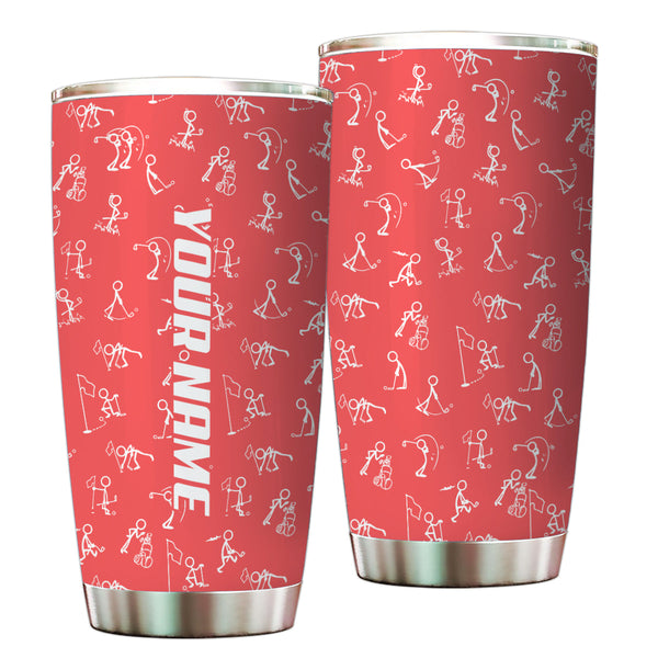 Multicolor Funny golf pattern Custom name Golf Stainless Steel Tumbler Cup - personalized golf gifts NQS9879