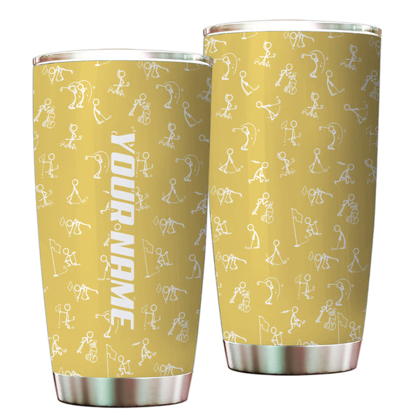 Multicolor Funny golf pattern Custom name Golf Stainless Steel Tumbler Cup - personalized golf gifts NQS9879
