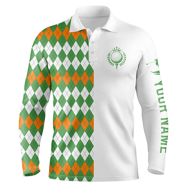 Golf polo shirts for Men custom St Patricks day Argyle plaid pattern golf shirts, gift for golf lovers NQS4760
