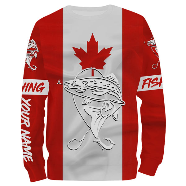 Rainbow Trout Fishing 3D Canadian Flag Customize name All over print shirts NQS489