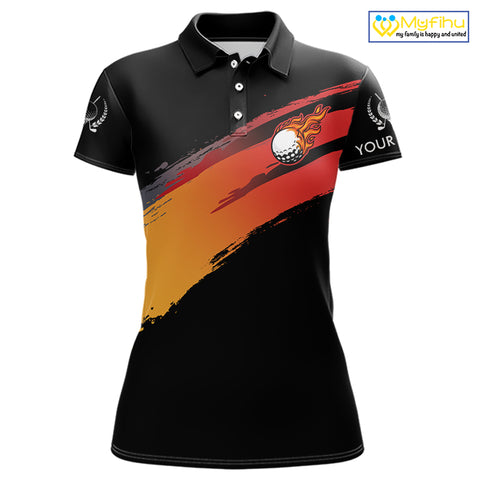 Black and Orange gradient flame golf ball Women golf polo shirts custom ladies golf clothes NQS10168