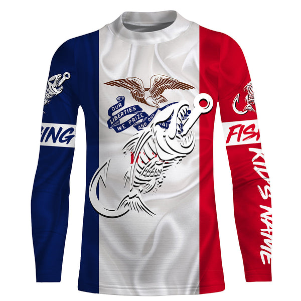 IA Fishing Custom Iowa Flag Fish hook skull Custom sun protection fishing shirts for men, women NQS3348