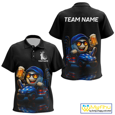 Funny American Flag Golf ball Kid golf polo shirts custom golf and beer golf apparel for Kid NQS10009