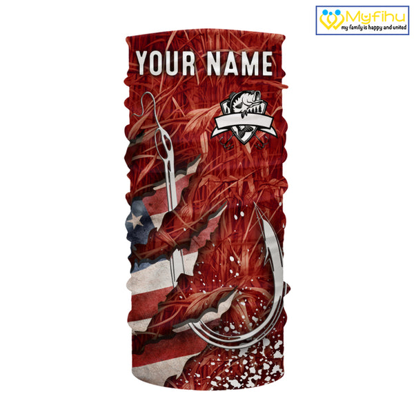 American flag fish hook red camo fishing custom sun protection performance long sleeve fishing shirt NQS10012