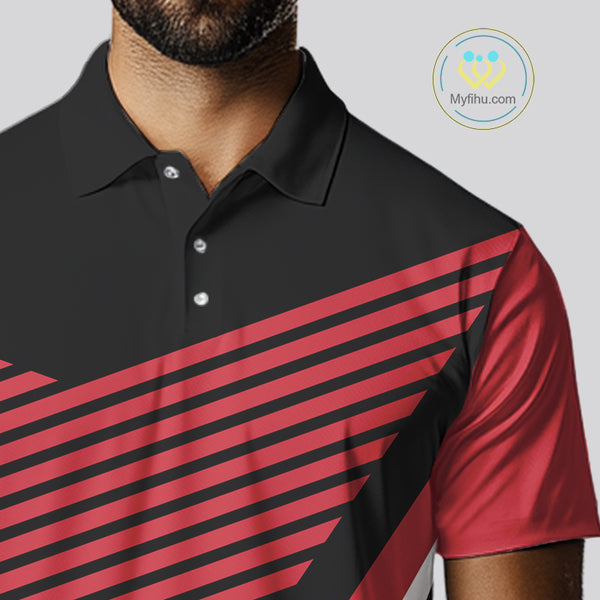 American Flag Golf polo shirts For Mens custom patriotic golf top for men, golfing gifts | Black NQS10016