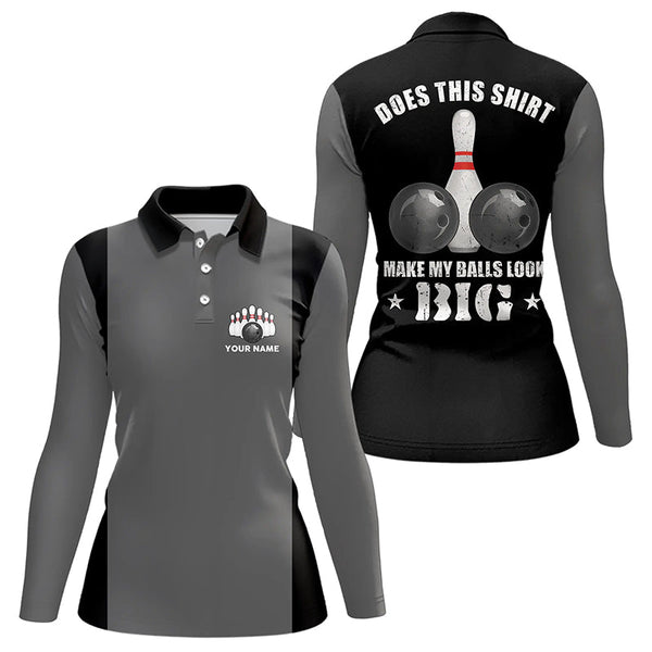 Funny Bowling shirts for Women Custom vintage grey and black Does this shirt make my balls look big NQS9267