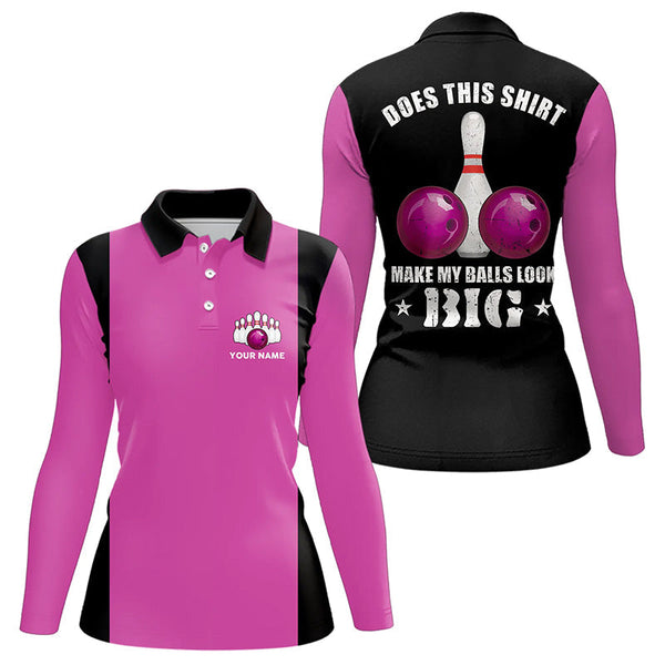 Funny Bowling shirts for Women Custom vintage pink and black Does this shirt make my balls look big NQS9268