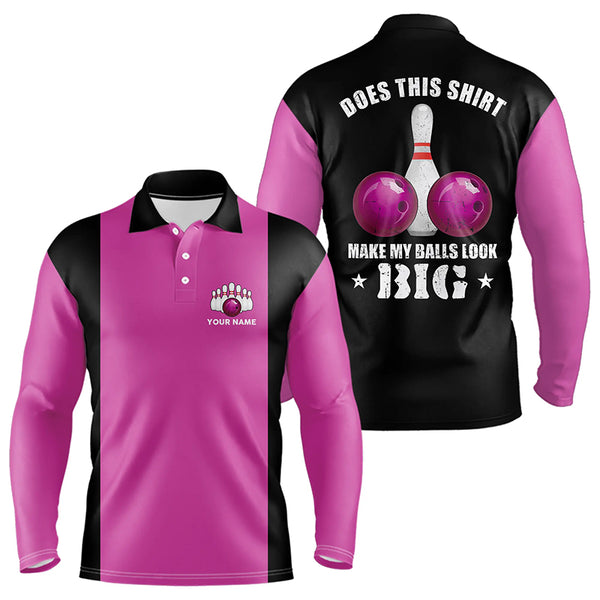 Funny Bowling shirts for Men Custom vintage pink and black Does this shirt make my balls look big NQS9268