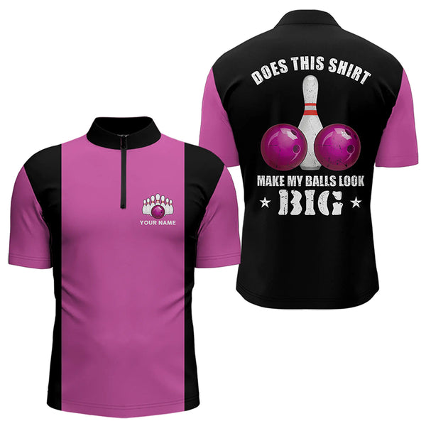 Funny Bowling shirts for Men Custom vintage pink and black Does this shirt make my balls look big NQS9268