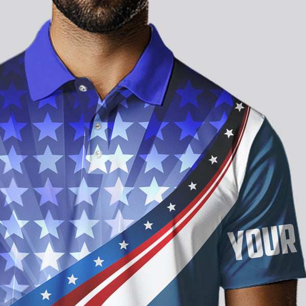 Personalized Red, White and Blue golf polo shirts for men custom patriotic men golf shirts NQS9438
