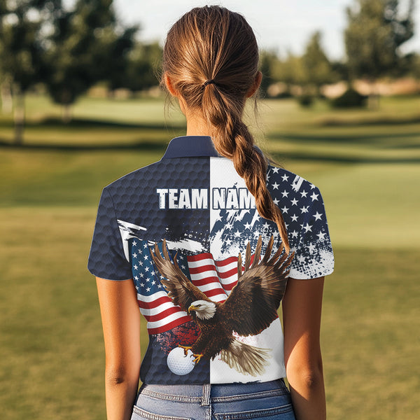 Red, White and Blue American Flag Eagle Golf polo shirts For Women Custom Patriotic Golf Team Jersey NQS9608