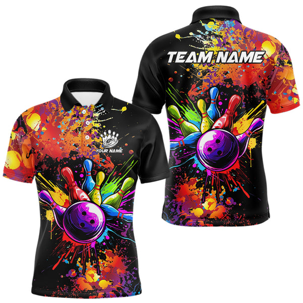 Colorful bowling jerseys Bowling Polo, 1/4 Zip Shirt for Men Custom Bowling Team shirts for bowlers NQS9770