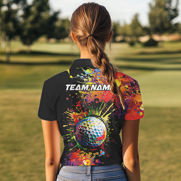 Colorful Golf ball jersey Golf Polo Shirts For Women Custom Team Name golf uniform for ladies NQS9771