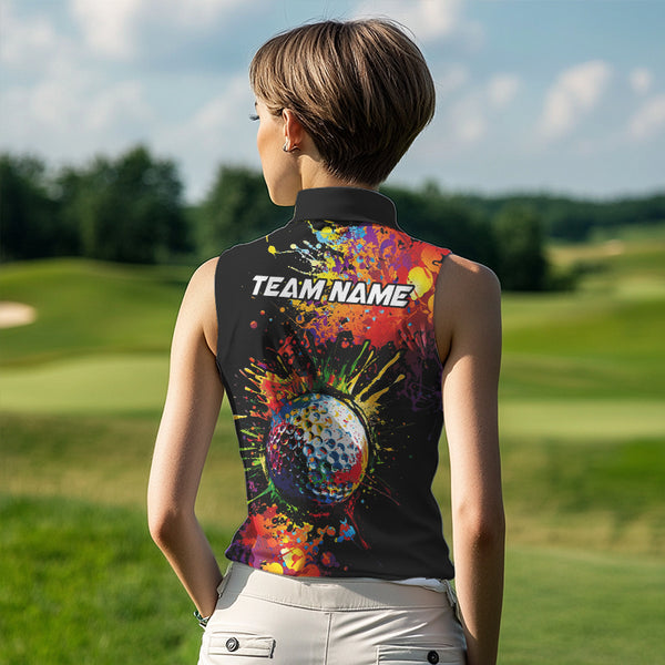 Colorful Golf ball jersey Women's golf sleeveless tops Custom Team Name golf uniform for ladies NQS9771