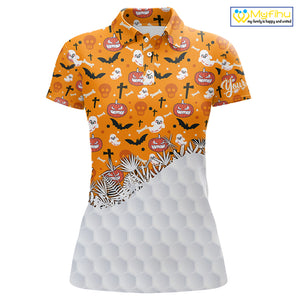 Personalized funny orange Halloween pattern Women golf polo shirts best ladies golf wears NQS10314