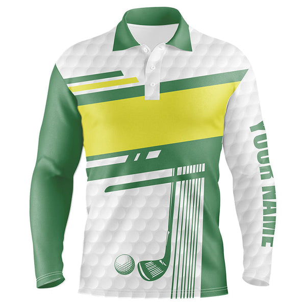 Mens golf polo shirts custom white, green and yellow golf clubs best mens golf wears NQS7204