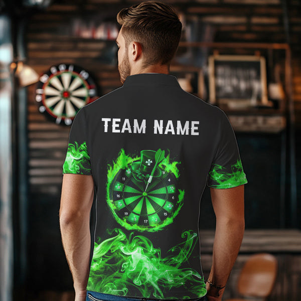 Green Flame Smoke Lucky clover Darts Shirts For Men Custom St Patrick Day Team Darts Jersey Outfit NQS9452