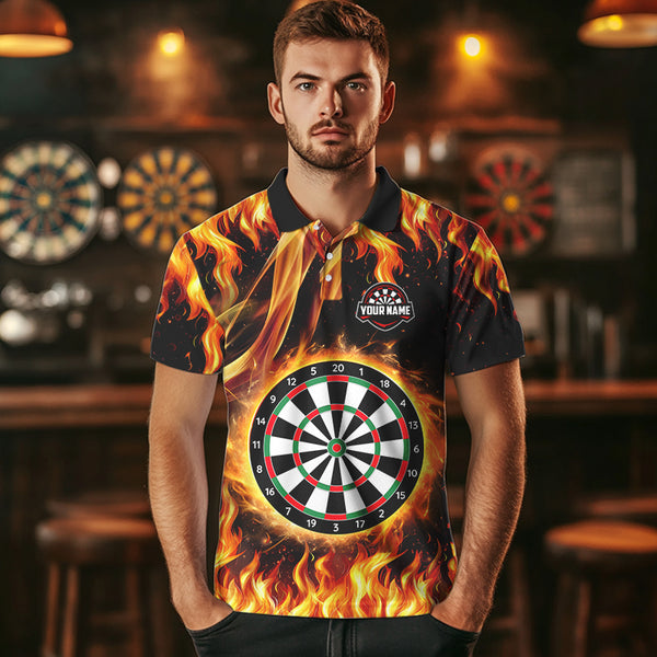 Flame Darboard Fire Pattern Custom Darts Polo, Quarter-Zip Shirts For Men Dart Team Jerseys NQS9459