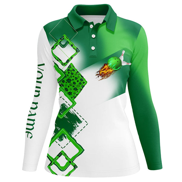 Green clover Women bowling polo shirt Custom St Patrick Day team league bowling jerseys NQS7207
