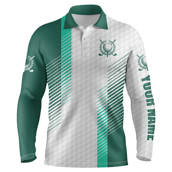 Green and white golf shirt custom name Mens golf polo shirts, mens green golf polo, golfer gifts NQS5076