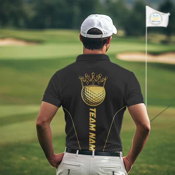 Blue and Gold Mens Golf polo shirts Custom Golf Outfit For Mens Team Golf shirts | Black NQS10033
