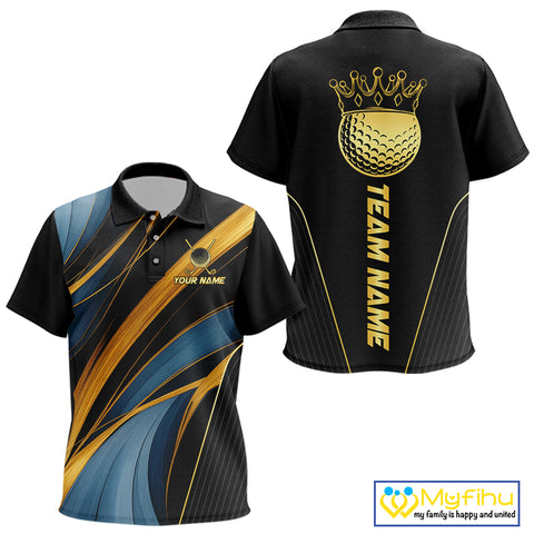 Blue and Gold Kid Golf polo shirts Custom Golf Outfit For Children Team Golf shirt | Black NQS10033