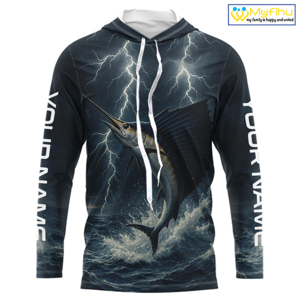 Sailfish fishing Lightning thunder Custom UV protection Sailfish fishing long sleeve shirt jerseys NQS10036